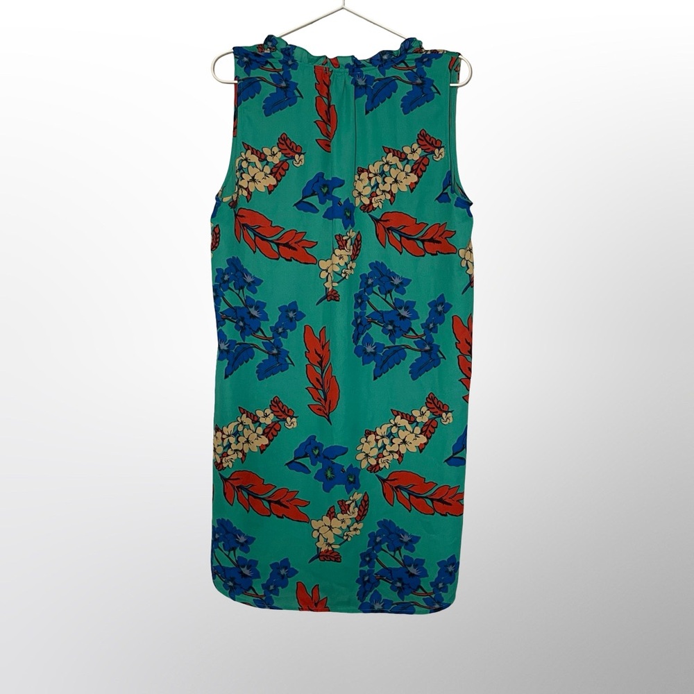 Women’s Sleeveless Floral Shift Dress Size Large Green Multicolor
